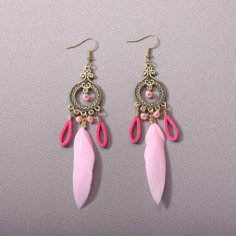 Wholesale Bohemian Tassel Ethnic Style Long Earrings